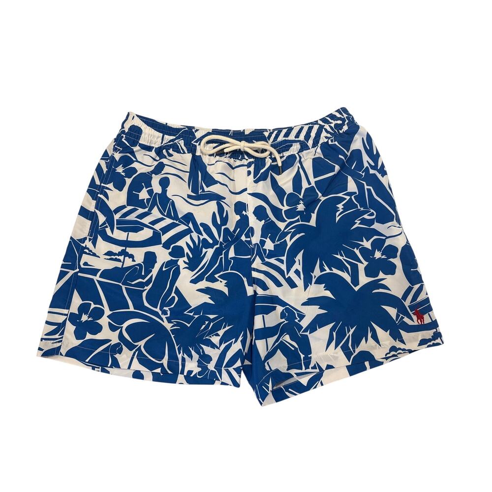 NWOT Ralph Lauren Swim Trunks Sz XL Big Blue Abstract Beach Classic Fit Traveler